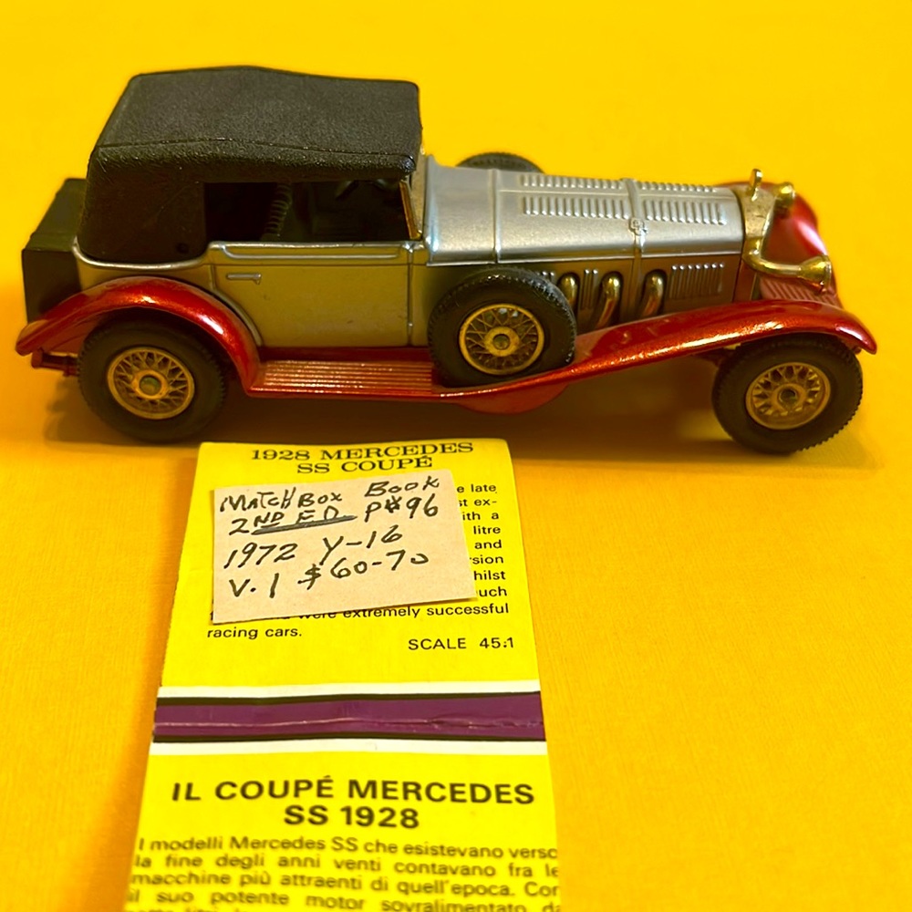 Vintage collectible Matchbox 1972 1928 Mercedes’ as coupe